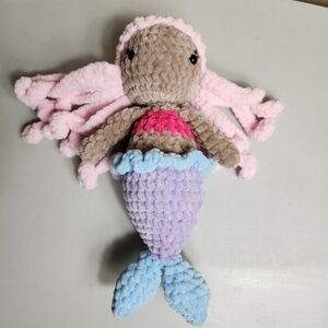 Handknit Chenille Chunky Knit Mermaid Plush 12"